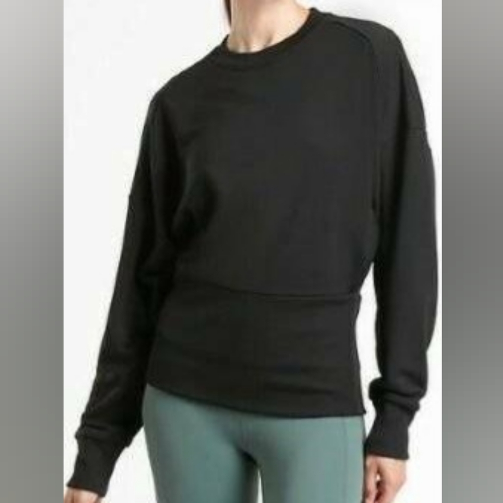 Athleta Black Potrero Long Sleeve Crewneck Sweatshirt Size Women's XS Nwt.